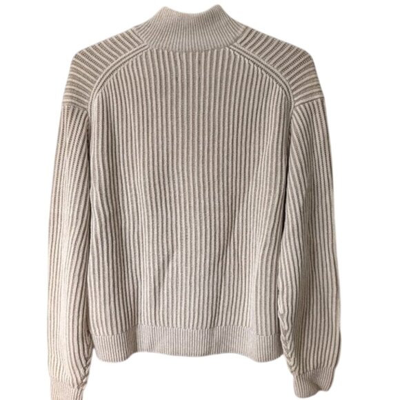 Abercrombie & Fitch Oversized Half Zip Stripe Stitch Knit Jumper In Cream - Picture 4 of 6